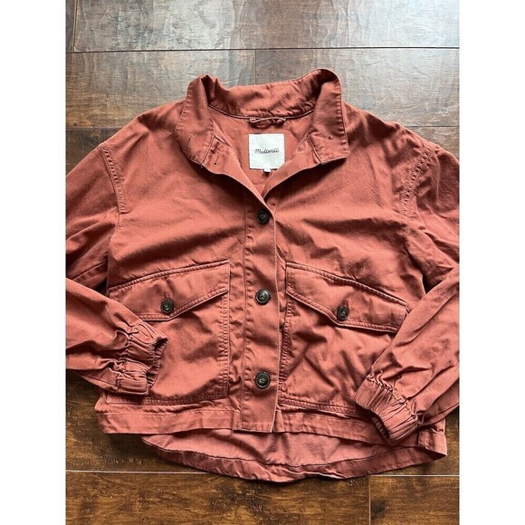 MADEWELL Button Jacket Coat in Brick Balloon Sleeves Collared Women's Size Small - Picture 1 of 7